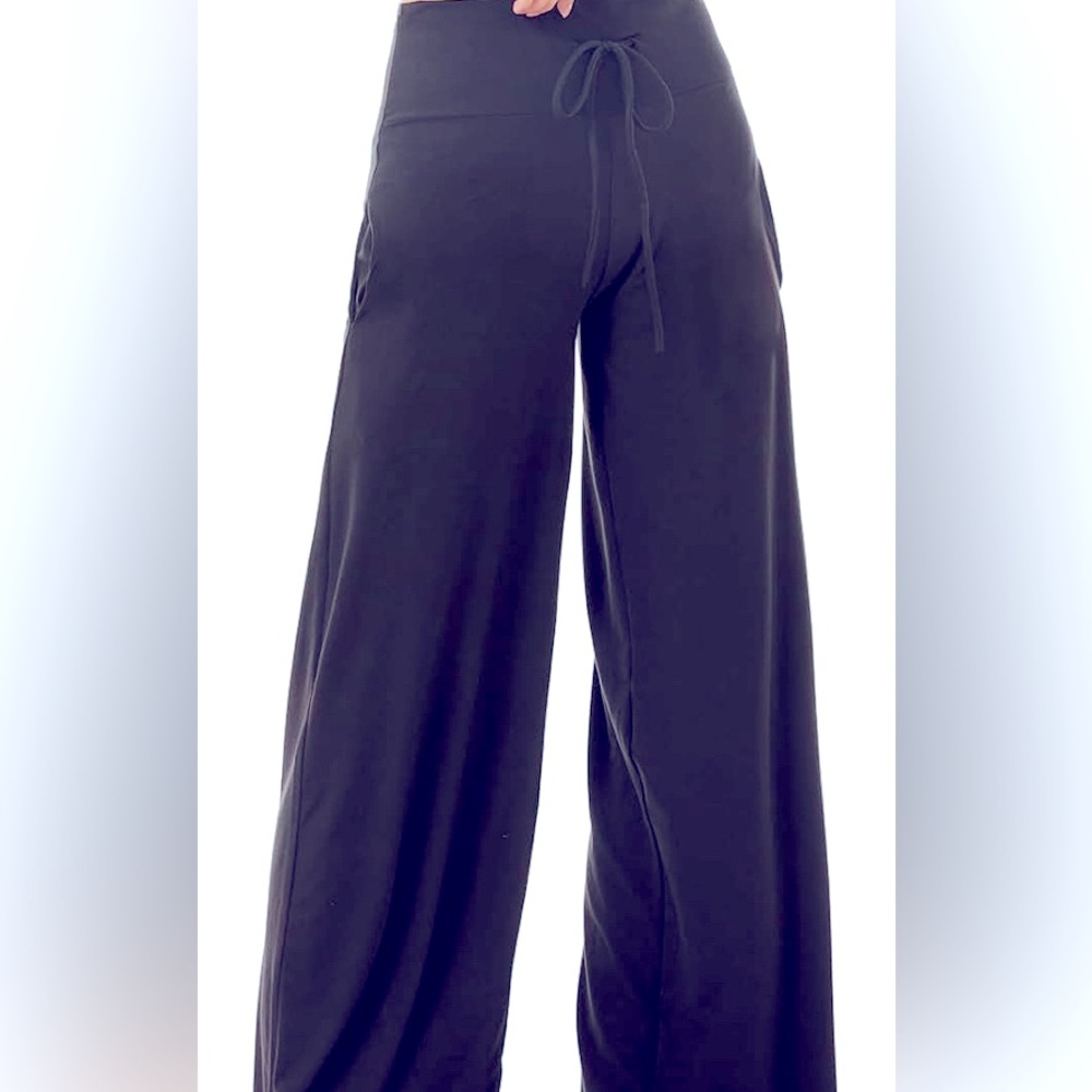 Navy Blue Comfy High Waisted Drawstring Full Leg Lounge / Yoga / Pajama Pants